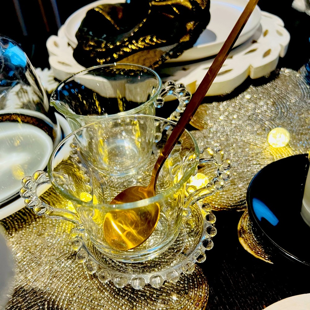 Imperial glass Candlewick - sugar & creamer with tray set